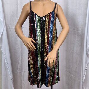 Torrid multi-color sequin stripes knee-length dress EUC fancy Torrid size 0